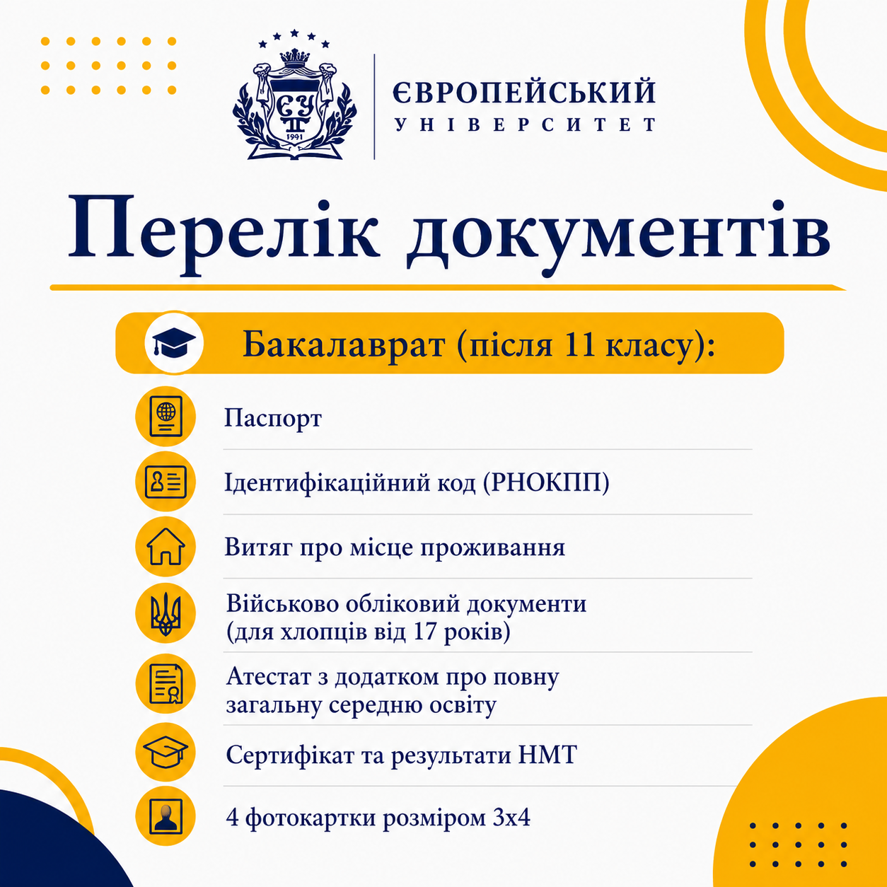 Основні дати вступу-2026 та перелік документів для вступників цього року! 